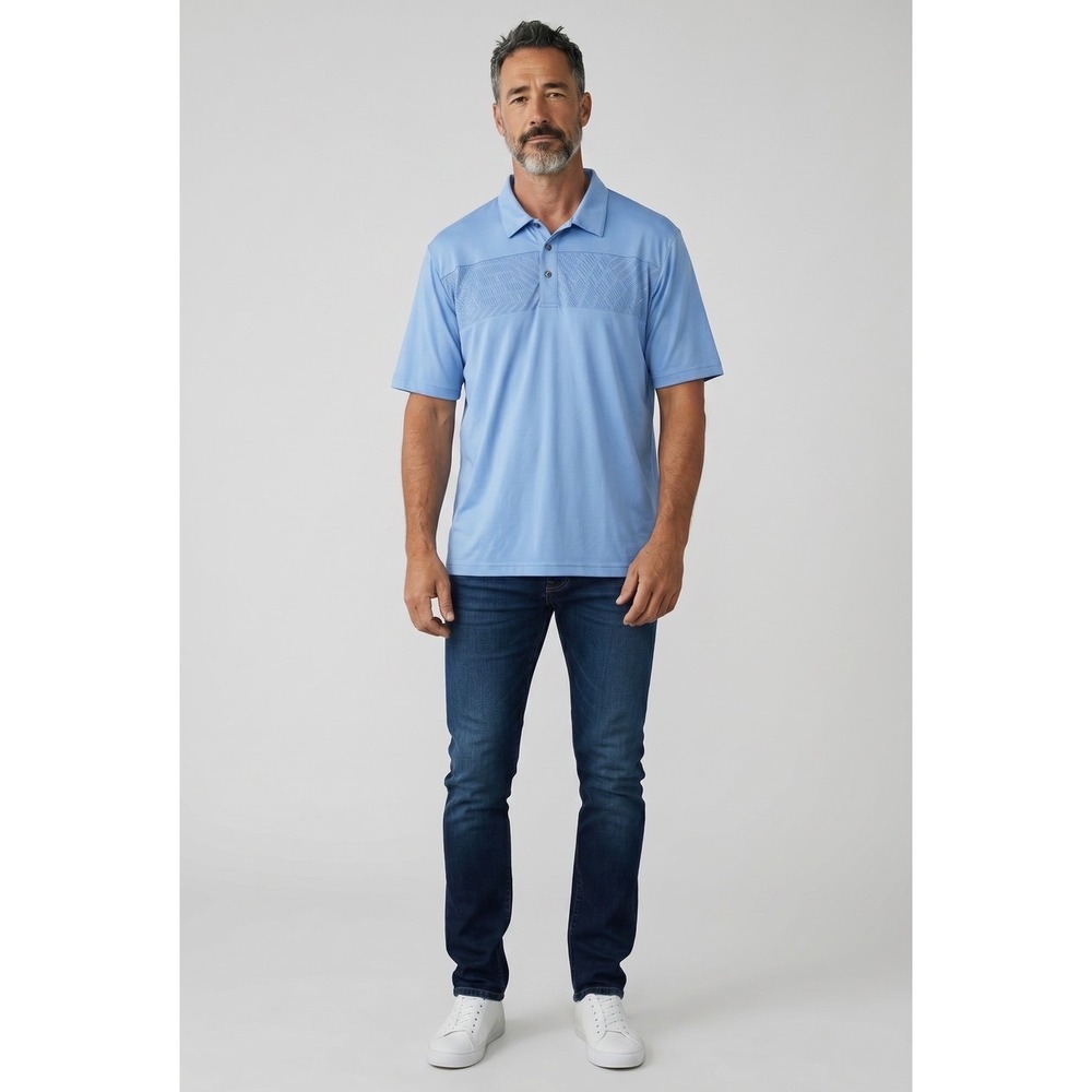 Ben Hogan Performance Mens 3XL Blue SS Graphic Golf Polo Shirt Breathable Active
